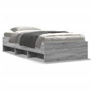 Bed frame carved wood grey Sonoma oak 100x200 cm