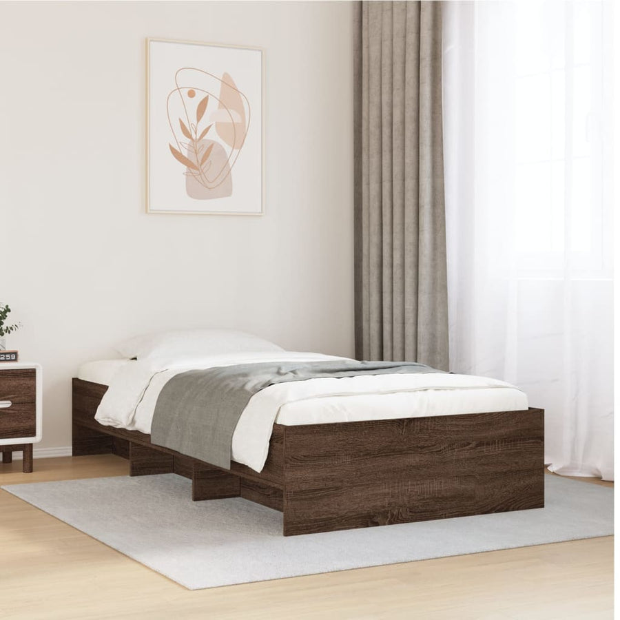 Bedframe bewerkt hout bruin eikenkleur 100x200 cm