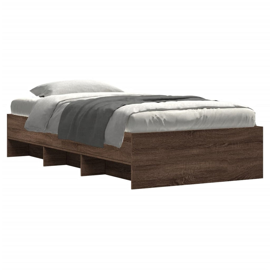 Bedframe bewerkt hout bruin eikenkleur 100x200 cm