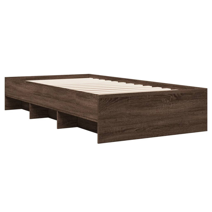 Bedframe bewerkt hout bruin eikenkleur 100x200 cm