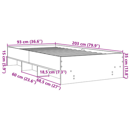 Bedframe bewerkt hout wit 90x200 cm