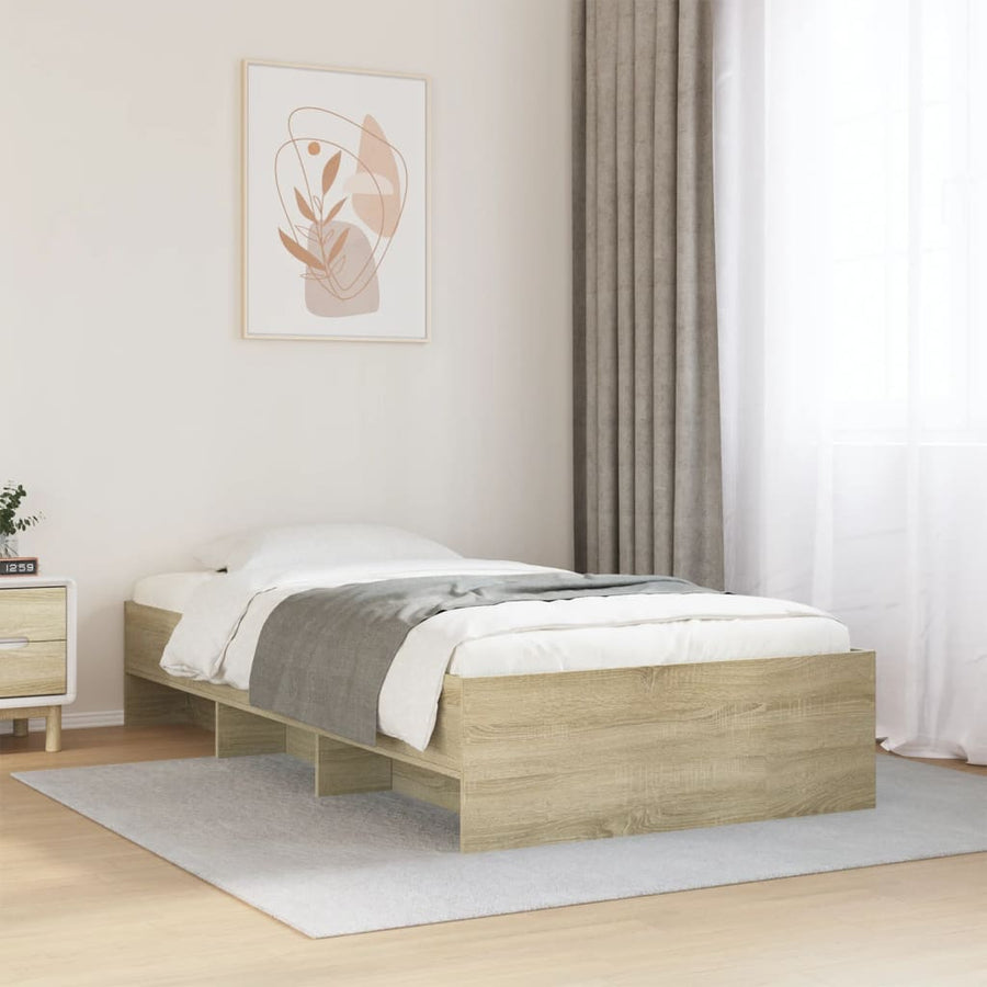Bedframe bewerkt hout sonoma eikenkleurig 90x200 cm