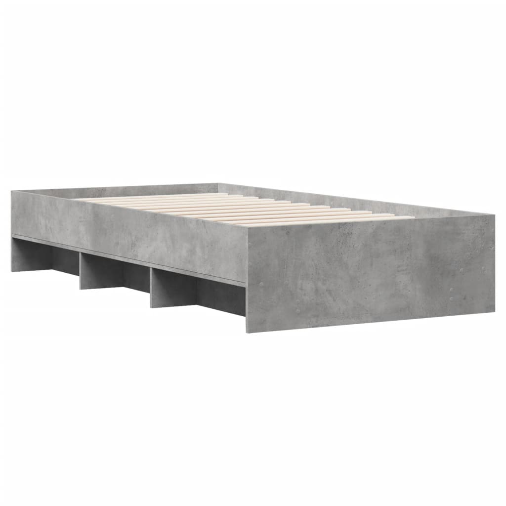 Bedframe bewerkt hout betongrijs 90x200 cm