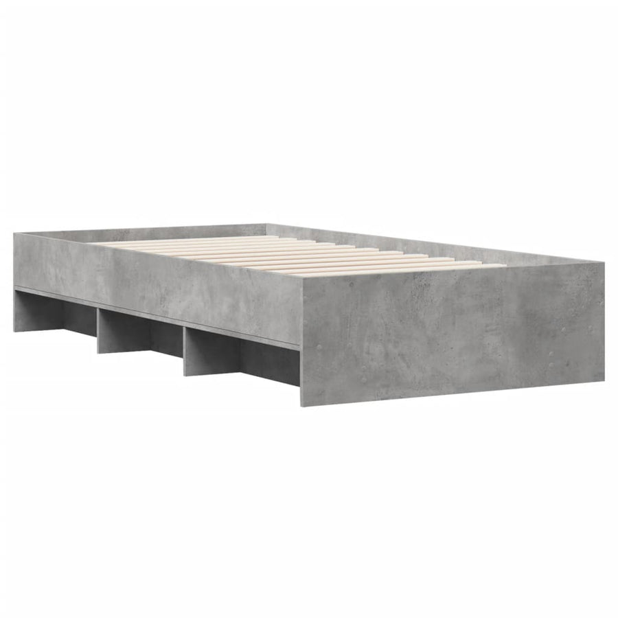 Bedframe bewerkt hout betongrijs 90x200 cm