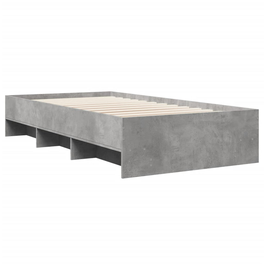 Bedframe bewerkt hout betongrijs 90x200 cm
