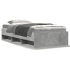 Concrete Grey Carved Wood Bed Frame 90x200 cm