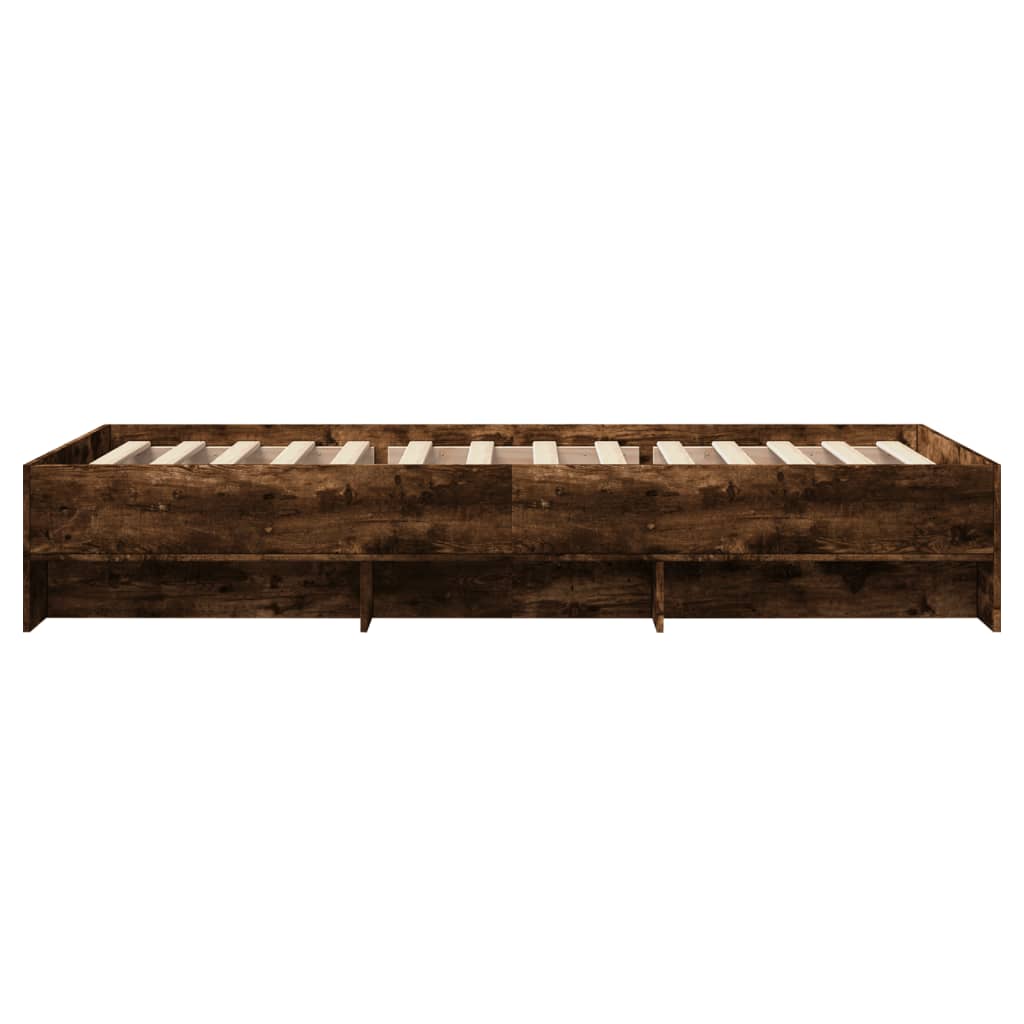 Bedframe bewerkt hout gerookt eikenkleurig 90x200 cm