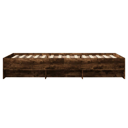 Bedframe bewerkt hout gerookt eikenkleurig 90x200 cm