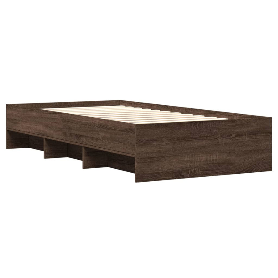 Bedframe bewerkt hout bruin eikenkleur 90x200 cm