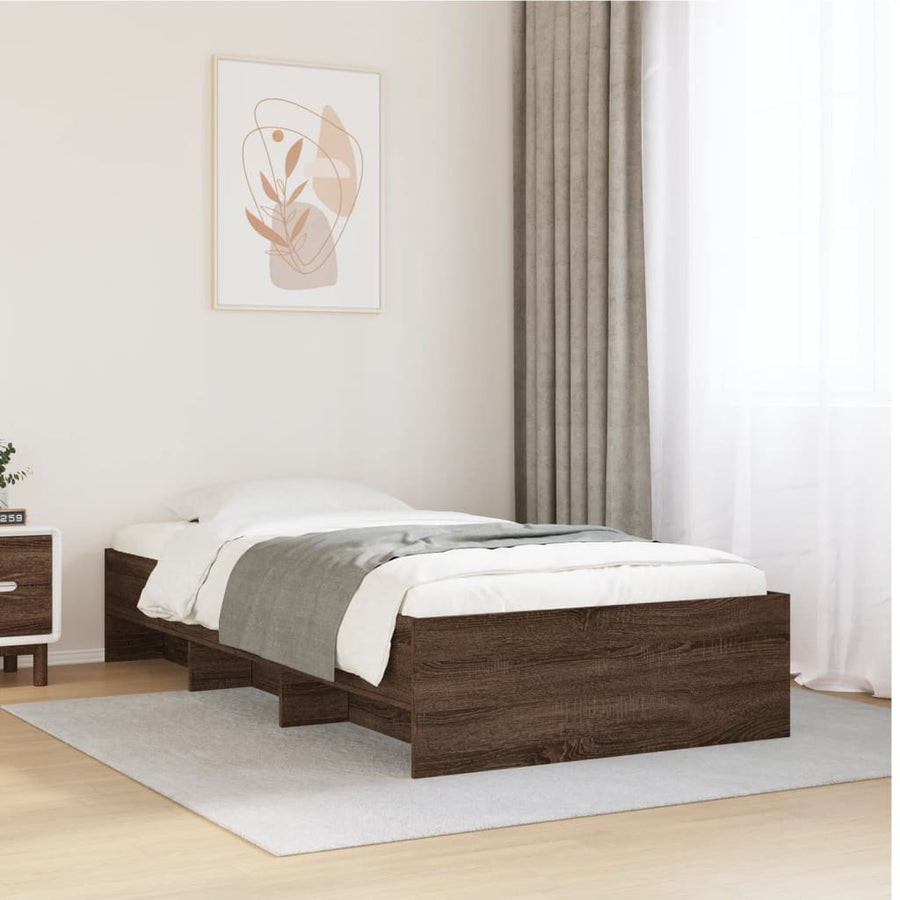 Bedframe bewerkt hout bruin eikenkleur 90x200 cm