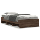 Bedframe 90x200 cm bewerkt hout bruin eikenkleur