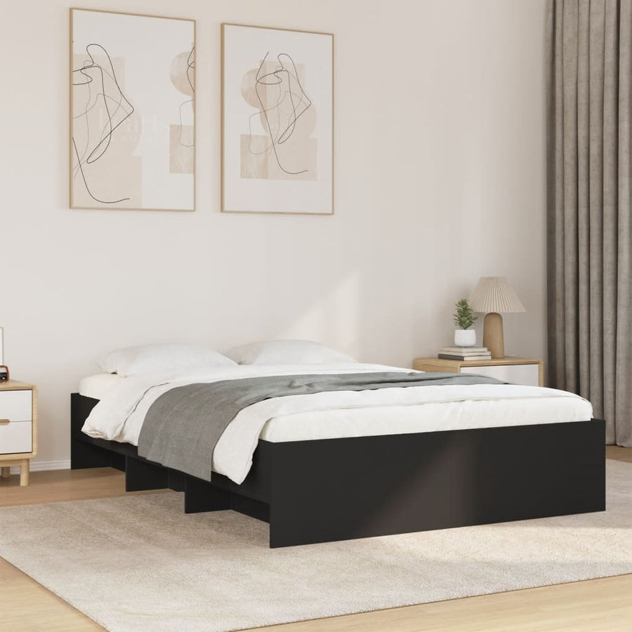 Bedframe bewerkt hout zwart 140x190 cm