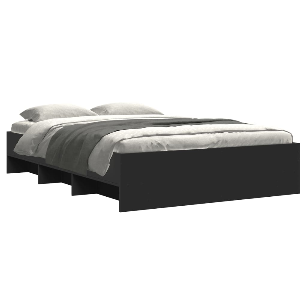 Bedframe bewerkt hout zwart 140x190 cm