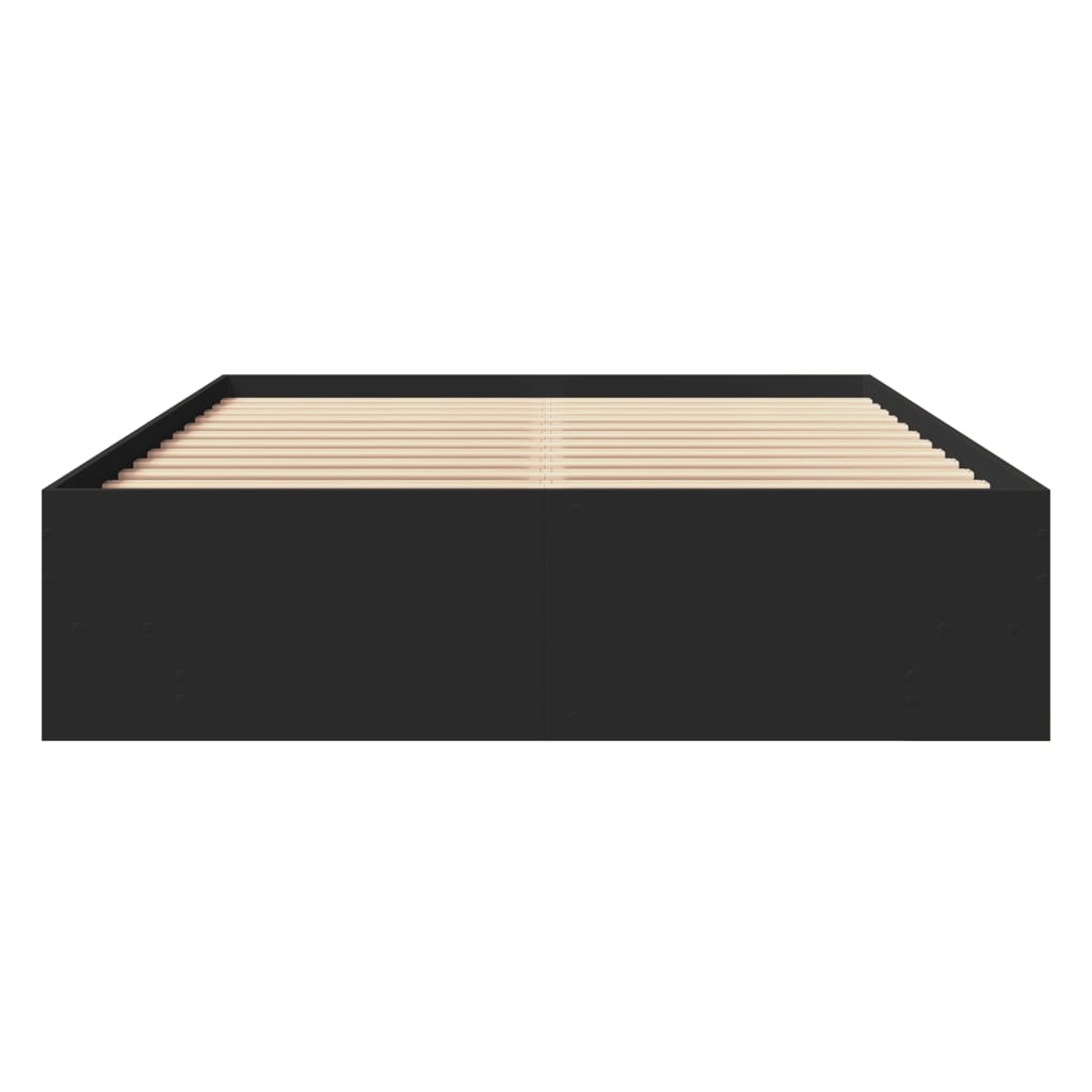 Bedframe bewerkt hout zwart 140x190 cm