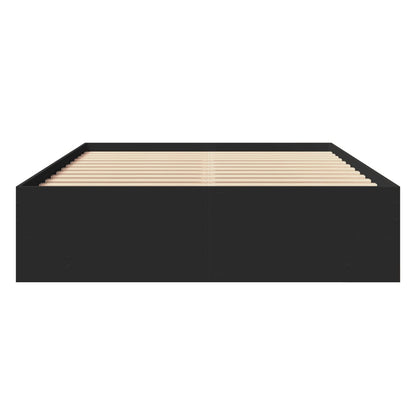Bedframe bewerkt hout zwart 140x190 cm