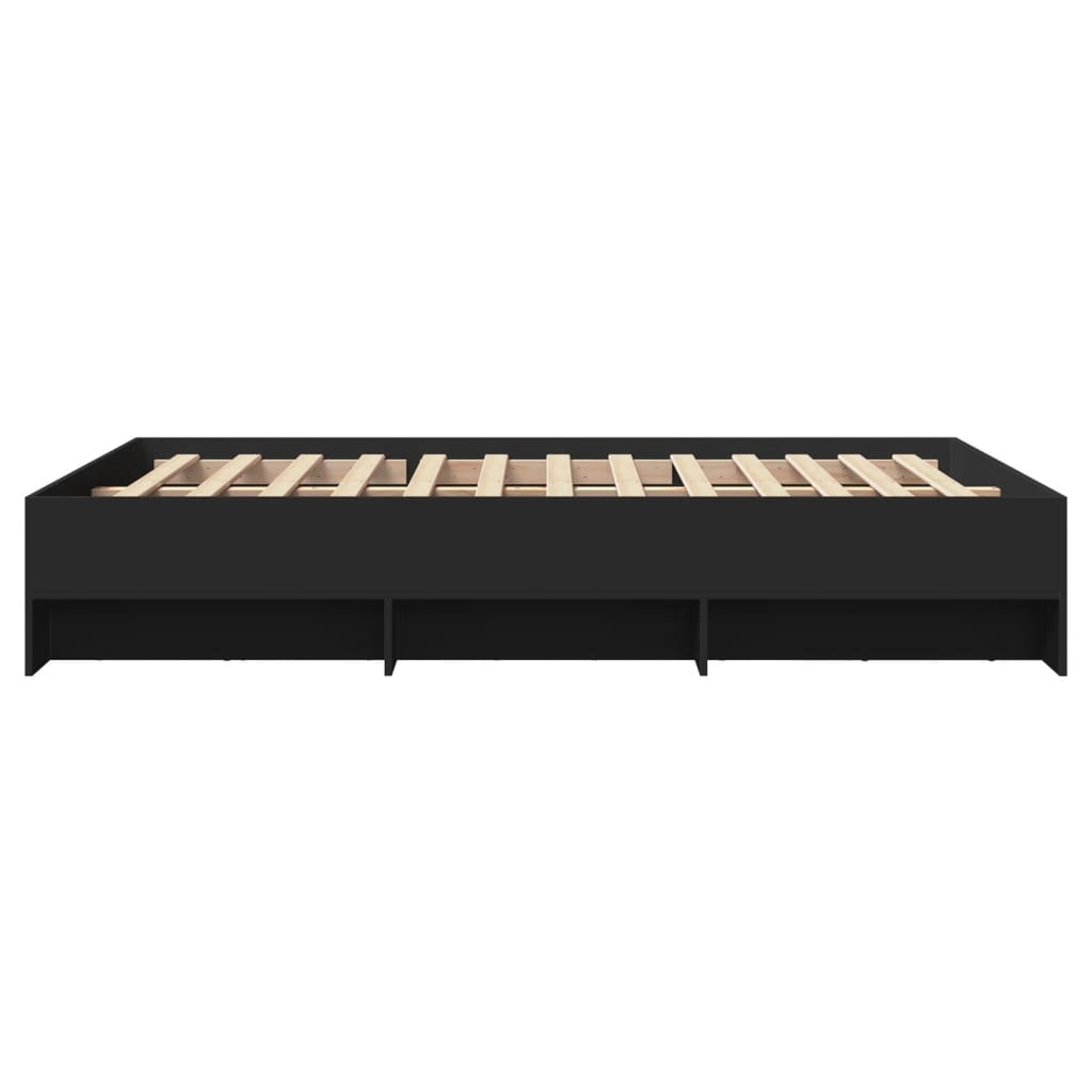 Bedframe bewerkt hout zwart 140x190 cm