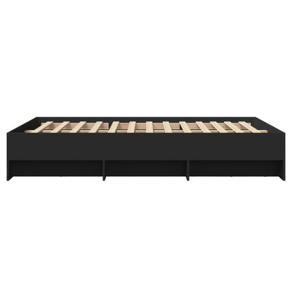 Bedframe bewerkt hout zwart 140x190 cm