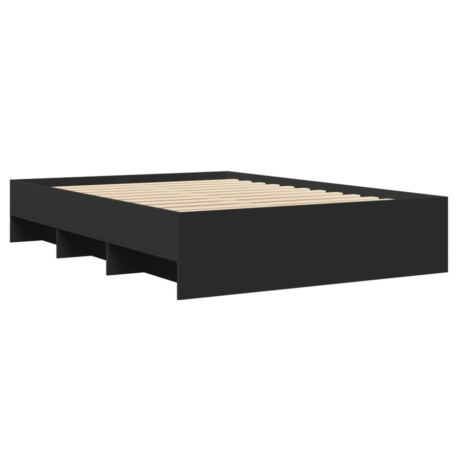Bedframe bewerkt hout zwart 140x190 cm