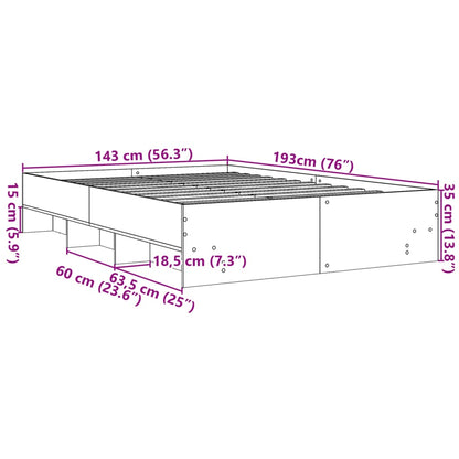 Bedframe bewerkt hout betongrijs 140x190 cm