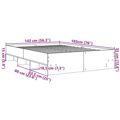 Bedframe bewerkt hout gerookt eikenkleurig 140x190 cm