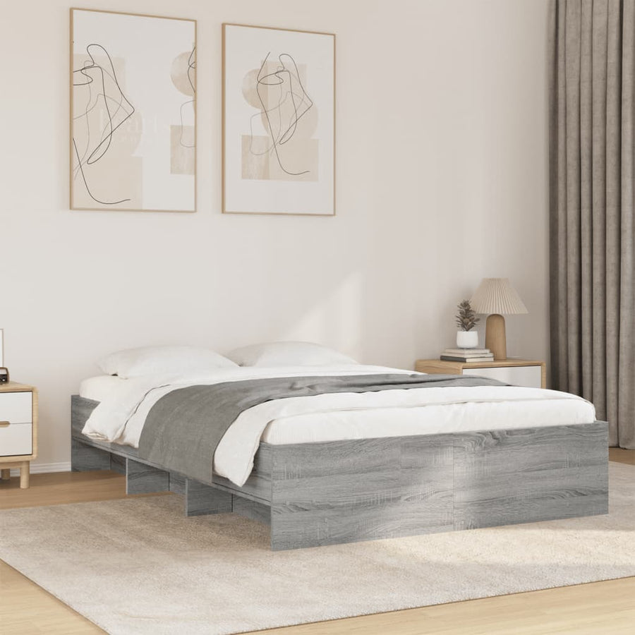 Bedframe bewerkt hout grijs sonoma eikenkleurig 140x190 cm