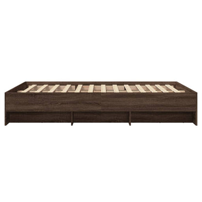Bedframe bewerkt hout bruin eikenkleur 140x190 cm