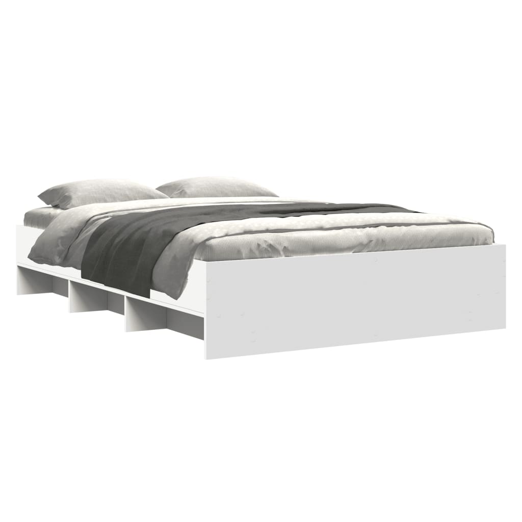 Bedframe bewerkt hout wit 135x190 cm