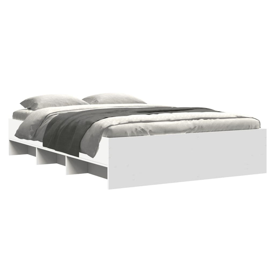 Bedframe bewerkt hout wit 135x190 cm
