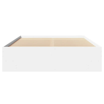 Bedframe bewerkt hout wit 135x190 cm