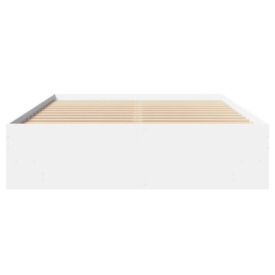 Bedframe bewerkt hout wit 135x190 cm