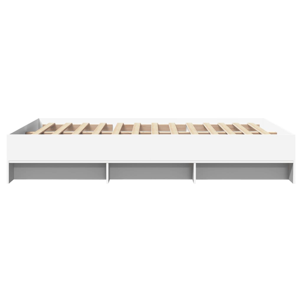 Bedframe bewerkt hout wit 135x190 cm