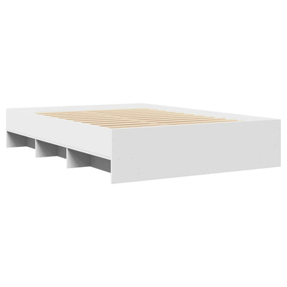 Bedframe bewerkt hout wit 135x190 cm