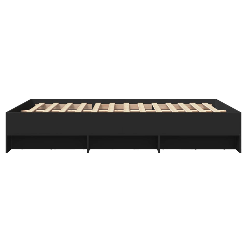 Bedframe bewerkt hout zwart 135x190 cm