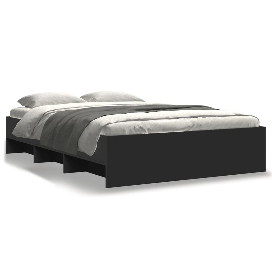 Bedframe bewerkt hout zwart 135x190 cm