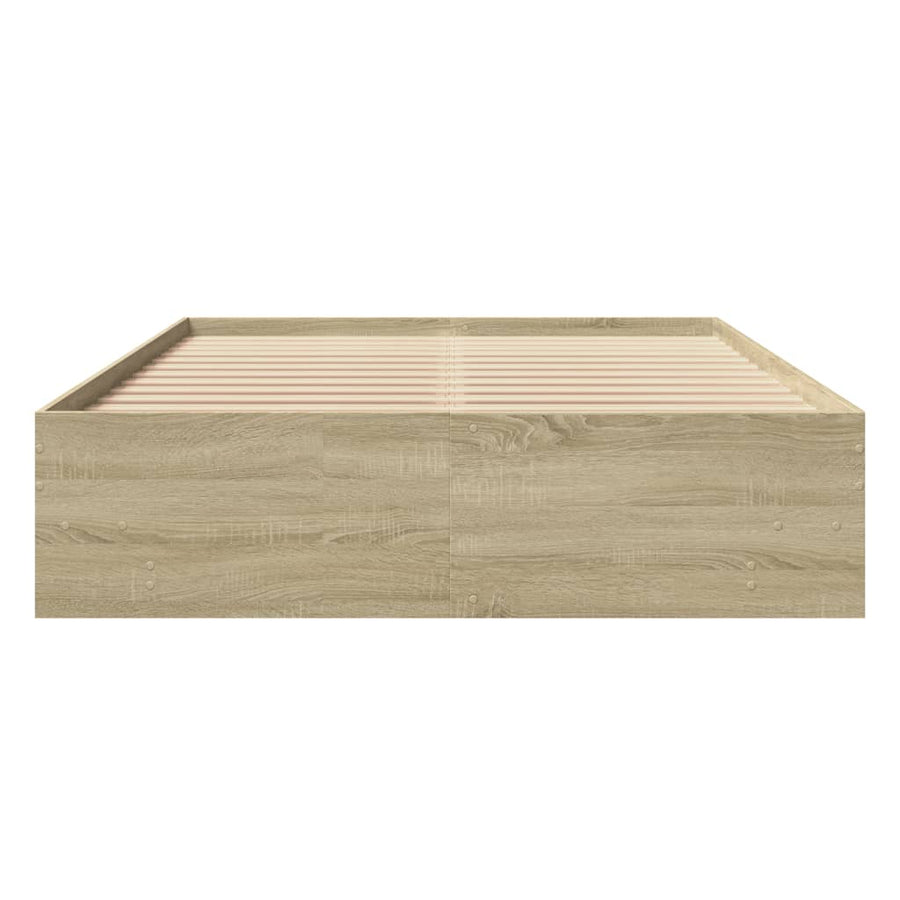 Bedframe bewerkt hout sonoma eikenkleurig 135x190 cm