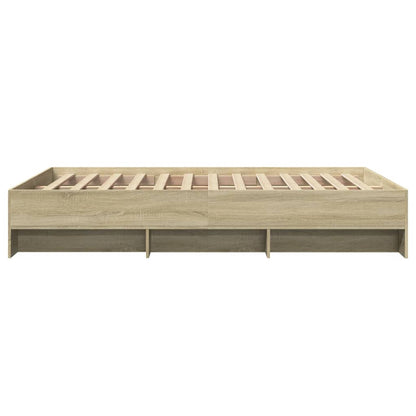 Bedframe bewerkt hout sonoma eikenkleurig 135x190 cm