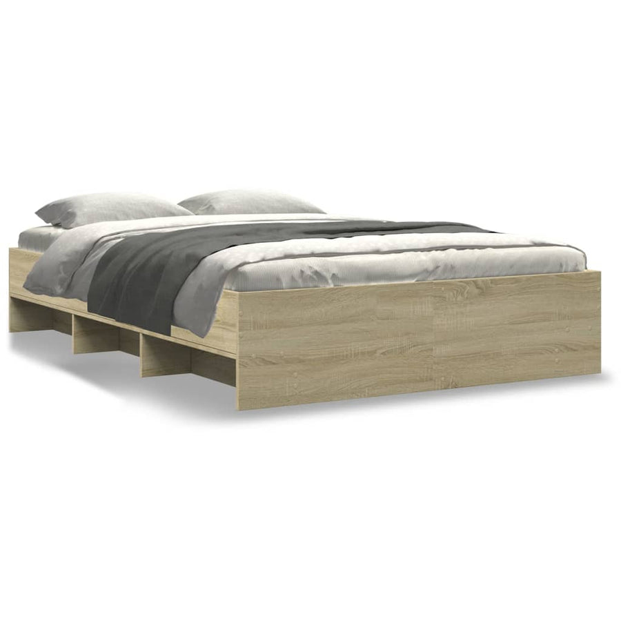 Bedframe bewerkt hout sonoma eikenkleurig 135x190 cm