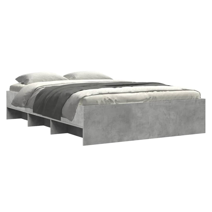 Bedframe bewerkt hout betongrijs 135x190 cm