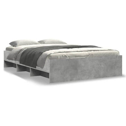 Bedframe bewerkt hout betongrijs 135x190 cm