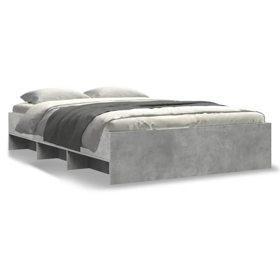 Bedframe bewerkt hout betongrijs 135x190 cm