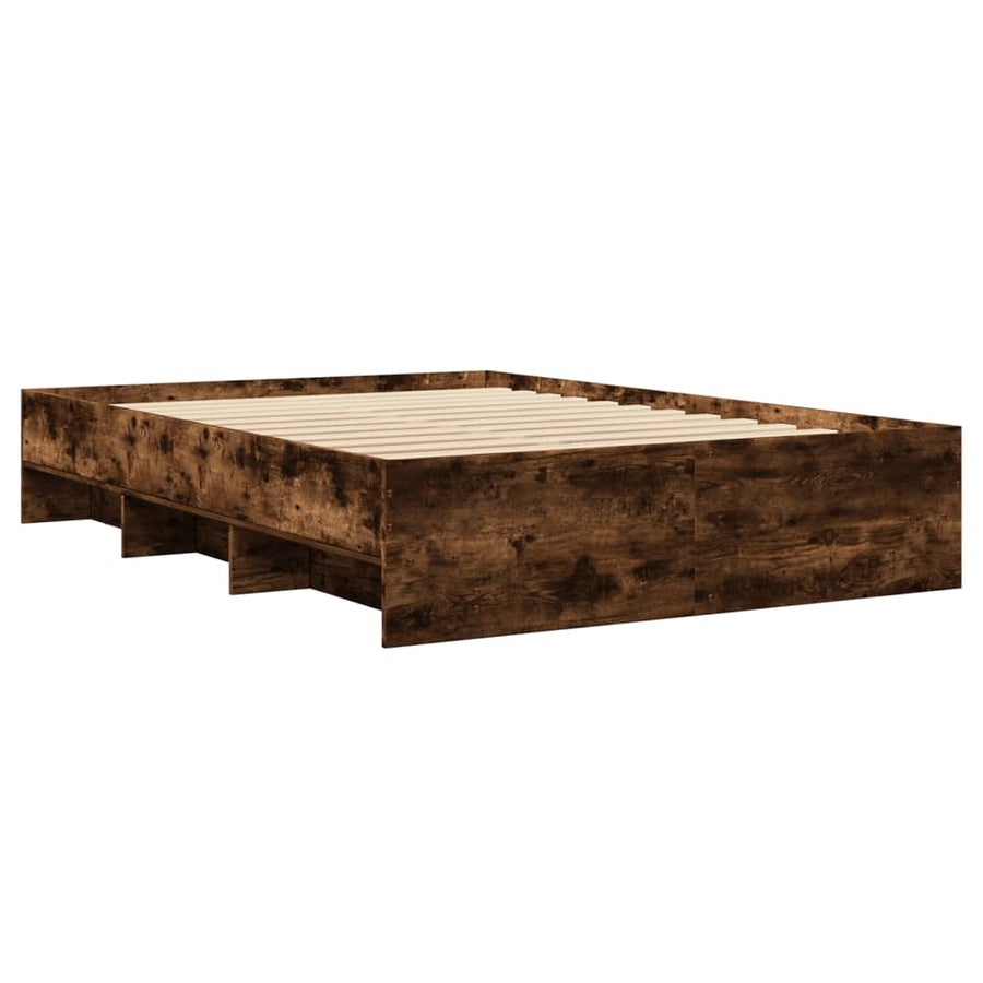 Bedframe bewerkt hout gerookt eikenkleurig 135x190 cm
