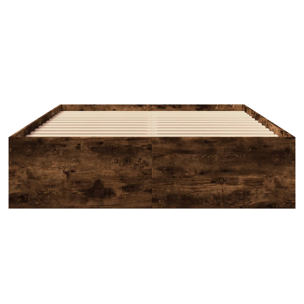 Bedframe bewerkt hout gerookt eikenkleurig 135x190 cm