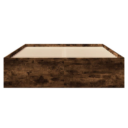 Bedframe bewerkt hout gerookt eikenkleurig 135x190 cm