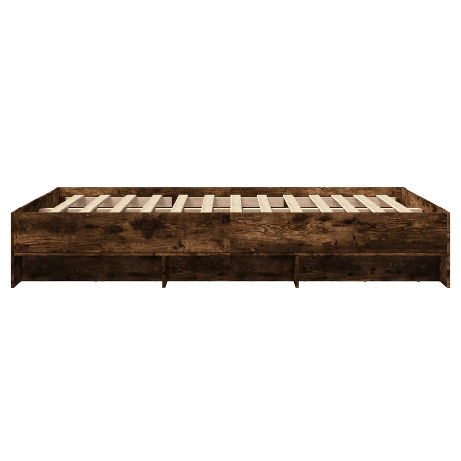 Bedframe bewerkt hout gerookt eikenkleurig 135x190 cm