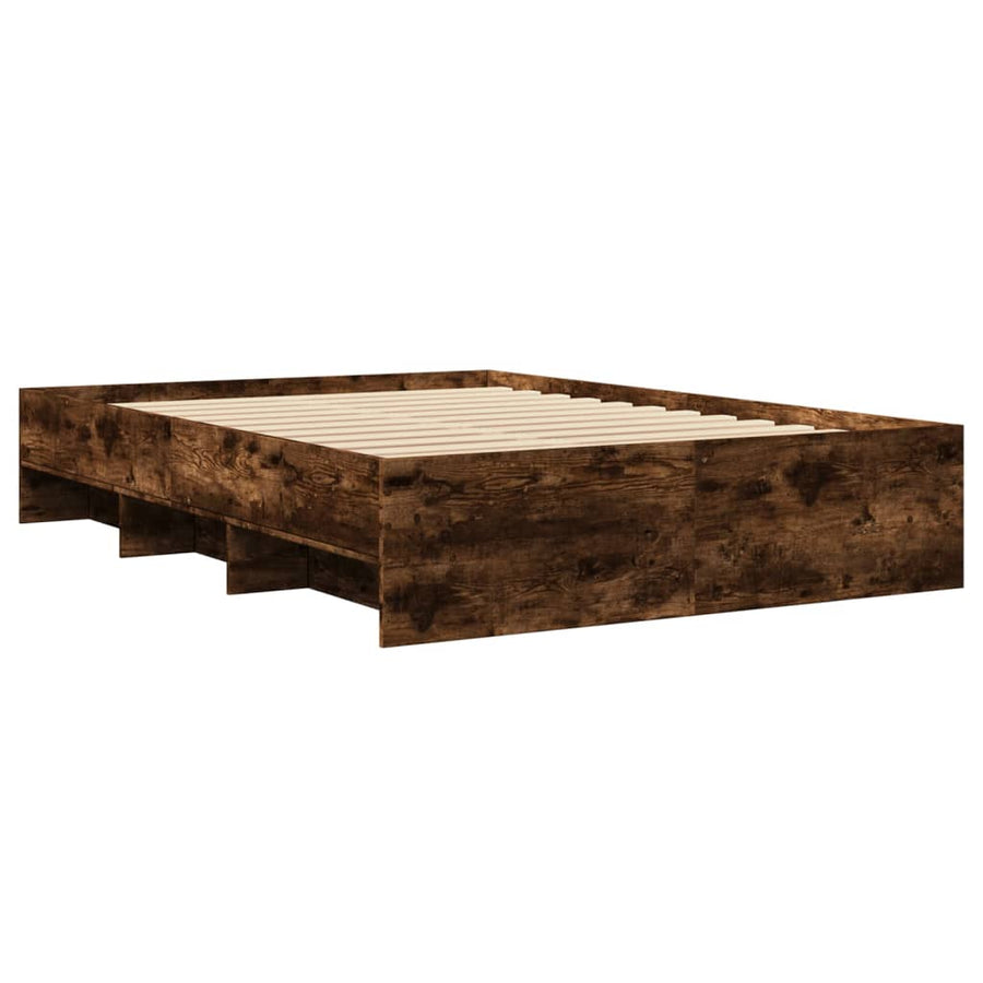 Bedframe bewerkt hout gerookt eikenkleurig 135x190 cm