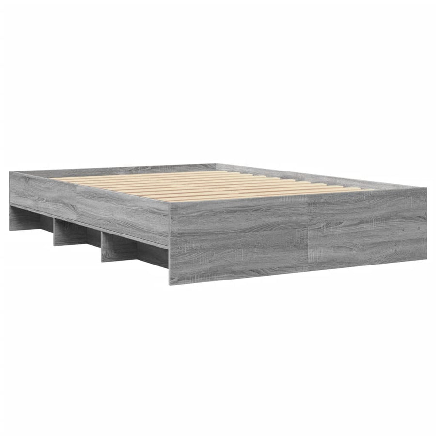 Bedframe bewerkt hout grijs sonoma eikenkleurig 135x190 cm