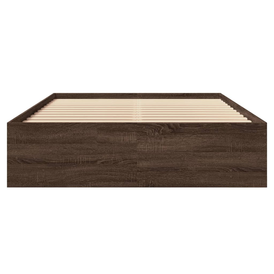 Bedframe bewerkt hout bruin eikenkleur 135x190 cm