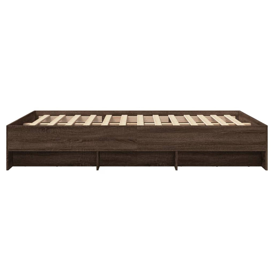 Bedframe bewerkt hout bruin eikenkleur 135x190 cm