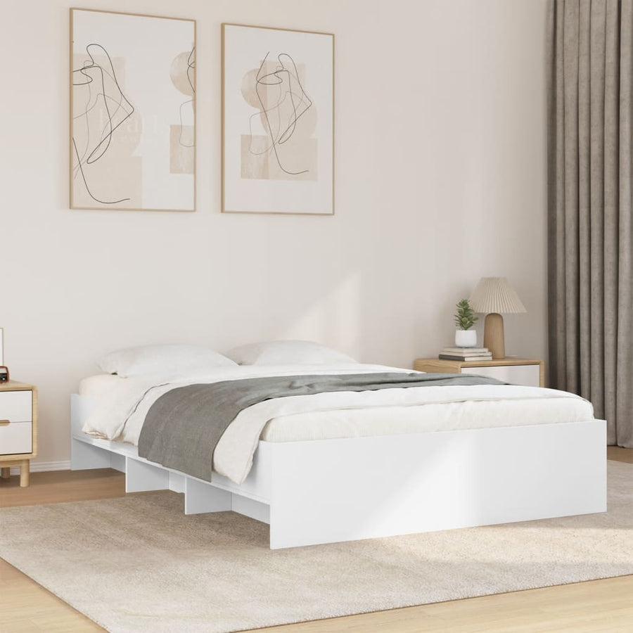 Bedframe bewerkt hout wit 120x190 cm