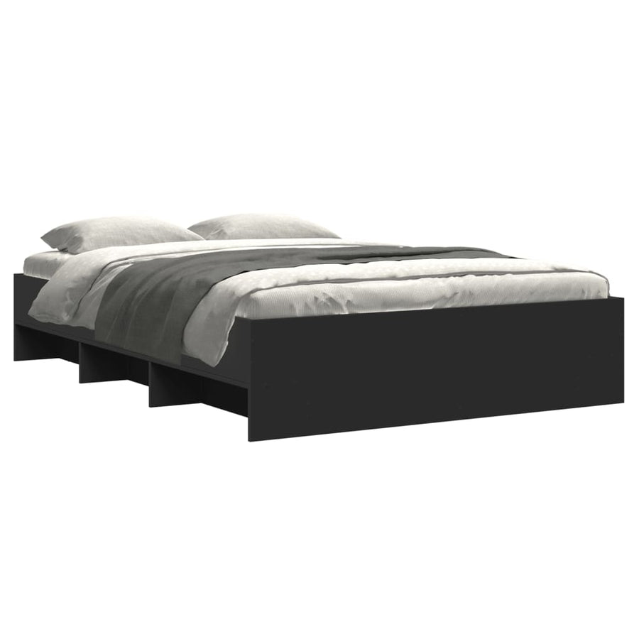 Bedframe bewerkt hout zwart 120x190 cm